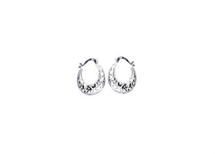 Rhodium Plated | Basket Hoop Earrings